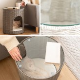 サイドテーブル 猫ちぐら Pienet(ピエネ) ラタン キャットハウス ペット用品 ねこ ガラステーブル ペットハウス キャットラック 猫用ちぐら 猫グッズ 猫用家具 ペット家具 サイド ソファサイド ナイトテーブル 樹脂製ラタン 沖縄 新築祝い 引越し祝い