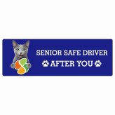 カーサイン 高齢者マーク SENIOR SAFE DRIVER ロシアンブルー ステッカー シール 長方形 15x5cm 肉球 日本製 車