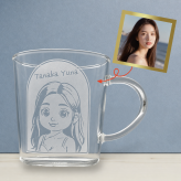 【リアル ドール アニメ 選べる似顔絵 彫刻グラス】アーチグラス 300ml 写真から似顔絵 選べる似顔絵 世界にひとつのオーダーメイドグラスです