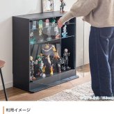 収納家具 ラック 段差式 コレクションボードコレクションケース コレクション収納 キュリオケース コレクション 展示棚 展示ケース ガラス棚 背面ミラー フィギュア 完成品 木製 木目調 ブラウン ホワイト 幅80cm×奥行24cm×高さ81.2cm