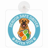 カーサイン 高齢者マーク SENIOR SAFE DRIVER 土佐犬 車内用 吸盤タイプ 収れん火災防止タイプ 肉球 日本製 車 ステッカー