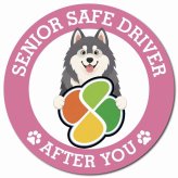 カーサイン 高齢者マーク SENIOR SAFE DRIVER アラスカンマラミュート マグネット 強力 直径13cm 肉球 日本製 車 ステッカー