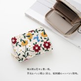 お札が折れない コンパクトウォレット 【 花と鳥 】 全面 刺繍 北欧風