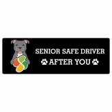 カーサイン 高齢者マーク SENIOR SAFE DRIVER スタッフォードシャーブルテリア ステッカー シール 長方形 15x5cm 肉球 日本製 車