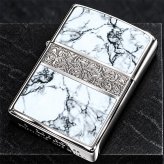 ZIPPO おしゃれ ライター アラベスク＆大理石 ジッポ Arabesque Marble 両面加工 彫刻 シルバー ホワイト かっこいい メンズ ギフト プレゼントッポ ライター かっこいい 5面加工 エッチング彫刻 金赤 金タンク メンズ プレゼント ギフト