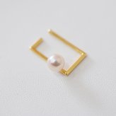 ［pearl623］片耳用 ホワイトピンク 6mm - 6.5mm あこや真珠 イヤーカフ スクエア K18YG