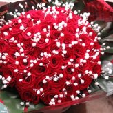 プロポーズ 赤バラ 40本 かすみ草 花束 枯れないプリザーブドフラワー 赤バラ 花束 40本使用 本数言葉は 真実の愛 