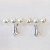 ［pearl596］ 6mm - 6.5mm ホワイトピンク 3連 イヤリング あこや真珠 本真珠 熊本 天草 真珠