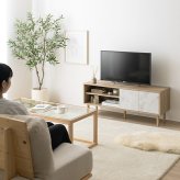 テレビ台 テレビボード TV台 ローボード 収納 可動棚 扉付き コンパクト スリム 省スペース 配線穴 コード穴 木目 ストーン リビング ディスプレイ 脚付き TV 幅110 ノイズレス AV機器 ルーター 32型 インチ 新生活