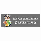 カーサイン 高齢者マーク SENIOR SAFE DRIVER オーストラリアンシェパード ステッカー シール 長方形 15x5cm 肉球 日本製 車