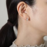 ハワイアンジュエリー ピアス ホワイトゴールド ピアス スタッドピアス ダイヤモンド 0.05ct カラット 一粒ダイヤ 片耳(1個)購入可 K14 14K シリコンキャッチ シンプル 20G ゲージ BY THE SEA バイザシー メンズ レディース プレゼント ハロウィン 【品番：GE105W】