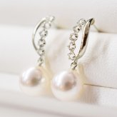 ［pearl359］5.5mm - 6mm ホワイトピンク 半貴石 ピアス あこや真珠 本真珠 国産 日本産