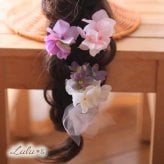 髪飾り 成人式 卒業式 結婚式 ダリア チュール 15点セット ヘッドドレス アーティフィシャルフラワー 造花 ヘアアクセサリー ピンク パープル ラプンツェル 編み下ろし 前撮り 振袖 袴 和装 ウェディング 発表会 七五三 ギフト プレゼント 贈り物 Lulu＊s ルルズ