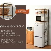 レンジ台 キッチン収納 冷蔵庫ラック スチール アイアン ラック アイアンラック オープンラック アイアンシェルフ レンジラック トースター台省スペース 冷蔵庫上 収納 台所収納 一人暮らし おしゃれ ホワイト ブラウン ：