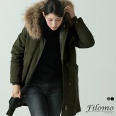 モッズコート レディース 冬 ダウン ライナー フード付き ファー トリミング きれいめ 弱はっ水 大きいサイズ ブランド Filomo フィローモ レディースモッズコート 黒 カーキ 春 秋 アウター 休日 ギフト プレゼント 6F (08000234r)