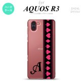 SH-04L SHV44 R3 AQUOS R3 スマホケース カバー トランプ 帯 黒 ピンク +アルファベット nk-r3-524i