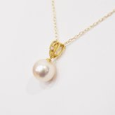 ［pearl584］ 8mm - 8.5mm ホワイトピンク ペンダント ダイヤモンド付 あこや真珠 0.01ct ハート