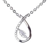 SILVER925 キュービックジルコニアストーン 雫型ネックレスペンダント マーキス＆パヴェCZ【送料無料】【レディース,激安,特価,通販】