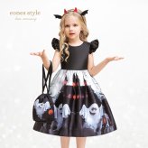 ハロウィン 衣装 子供ドレス 子供用 ハロウィンコスプレ 仮装 魔法使い 可愛い 魔女コスプレ コスチューム ワンピース ミモレ丈 コスプレ衣装 ドレス ハロウィン仮装 オレンジ ブラック カボチャ 女の子 3点セット 110 120 130 140 (WS016)