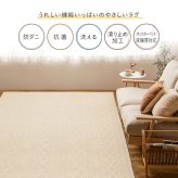 ラグ カーペット 綿100％ 洗える ナチュール 約185×185cm 防ダニ 抗菌 洗濯できる 滑り止め ニット柄 タフト 日本製