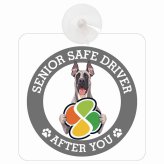 カーサイン 高齢者マーク SENIOR SAFE DRIVER グレートデン 車内用 吸盤タイプ 収れん火災防止タイプ 肉球 日本製 車 ステッカー