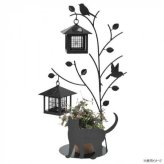 シルエットソーラー ライト 2灯 Tree＆Cat SI-1956 おしゃれ ガーデンライト ソーラー 屋外 玄関 アプローチ 庭 センサーライト LED 自動点灯 オブジェ 防犯 雑貨 プレゼント セトクラフト