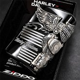 ZIPPO ハーレーダビッドソン ジッポ ライター イオンブラック＆ニッケルサテン 3面メタル 国内限定モデル 両面加工 黒銀 かっこいい おしゃれ メンズ ギフト プレゼント