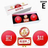GOLGOLオリジナル 還暦祝い ゴルフボール2球＋マーカー台座セット 赤ボール 60歳 還暦プレゼント 父の日 ゴルフギフト ラッピング・のし付き【デザインE】