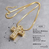 クロスネックレス パヴェ ストーン ペンダントネックレス ゴールドネックレス ベネチアンチェーン 細身 厚みあり ハワイアン柄 キラキラ ラグジュアリー 高級感 ショート 男女兼用 レディース 女性