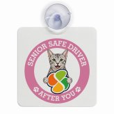 カーサイン 高齢者マーク SENIOR SAFE DRIVER エジプシャンマウ 車内用 吸盤タイプ 収れん火災防止タイプ 肉球 日本製 車 ステッカー