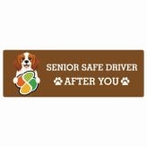 カーサイン 高齢者マーク SENIOR SAFE DRIVER コーイケルホーンディエ ステッカー シール 長方形 15x5cm 肉球 日本製 車
