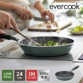 フライパン evercook GREEN エバークック グリーン 24cm IH ガス EGIFPL24GR ドウシシャ DOSHISHA PFAS フッ素 有害物質 フリー 不使用 安全 軽い 浅型 中型 鍋 おしゃれ かわいい くっつかない こびりつかない 焦げ付かない 長持ち 500日保証 調理器具 ギフト プレゼント
