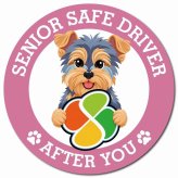カーサイン 高齢者マーク SENIOR SAFE DRIVER ヨークシャーテリア マグネット 強力 直径13cm 肉球 日本製 車 ステッカー