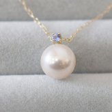 ［pearl608］8mm - 8.5mm ホワイトピンク ペンダント ネックレス 12月 誕生石 タンザナイト あこや真珠