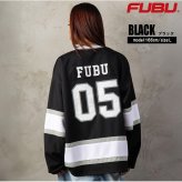 FUBU フブ ホッケーシャツ メンズ レディース fam-62712 ホッケージャージ ゲームシャツ 長袖 Vネック ナンバリング ロゴ プリント オーバーサイズ ストリート ヒップホップ ダンス カジュアル M L XL XXL 2026FW Karlas
