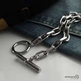 ステンレス マンテルネックレス ごつめ 長小豆 コマ長 チェーンネックレス シルバー 重厚感 シンプル 存在感 メタル お洒落 スクエア メンズ 男性 金属アレルギー対応