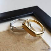 ステンレス 細身 印台リング シンプル ゴールド 18K GP シルバー シグネットリング レディース 女性 指輪 金属アレルギー対応