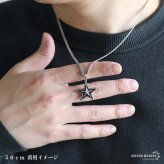 シルバー925 スターネックレス 星 ペンダントネックレス ダブル喜平ネックレス 6面カット 50cm 60cm シルバー 燻し アンティーク コインエッジ ギザギザ メンズ 男性 金属アレルギー対応