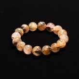 天然石ブレスレット 【コントラストと濃色の内包美】13mm 太陽放射ルチルクォーツ 一点物【GHB205】54ｇ 浄化発送京海堂