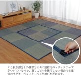 夏ラグ 夏用カーペット 堀こたつ 掘りごたつ 堀り 炬燵 い草 ラグ 敷 市松 くり抜き 付属 マジックテープ 連結 裏 不織布 約191×191cm（中抜き:約90×90cm） 新生活
