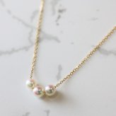  ベビーパール 18金 ネックレス 3粒 パール 真珠 レディース シンプル パールネックレス ゴールド K18 普段使い 小さい 華奢 可愛い 大人 6月 誕生石 プレゼント ギフト