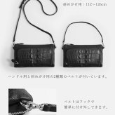 お財布ポシェット 牛革 クロコダイル レディース ショルダーバッグ レディース 小さめ ホーンバッグ 3WAY ミニバッグ ポシェット 斜め掛け 本革 ワニ革 レザー 大人 クラッチバッグ 革 小さいバッグ お財布ショルダー ギフト プレゼント 4FA (06001330r)