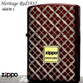 ZIPPO ライター ヘリテージ レッド 七宝 両面加工 彫刻 ジッポ ロゴ Heritage Red 1932 赤 おしゃれ メンズ レディース ギフト プレゼント