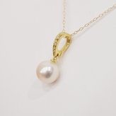 ［pearl581］8mm - 8.5mm ホワイトピンク クリッカー ペンダント ダイヤモンド付 あこや真珠
