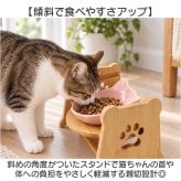 猫用フードボウル 通販 ペット用食器台 陶器製ボウル 斜め高さ調整 食べやすい猫食器 おしゃれな猫型皿 木製スタンド セラミックボウル キャットフード入れ エサ皿水入れ かわいいペット用品 首に優しい設計 傾斜付き食器台 シングルボウル 餌皿スタンドセット 陶器