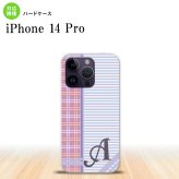 iPhone14 Pro iPhone14 Pro スマホケース 背面ケース ハードケース チェック ボーダー 紫 +アルファベット 2022年 9月発売 nk-i14p-1601i