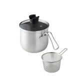 マルチポット 14cm ストレーナー付き 逸品物創 ステンレス 燕三条 日本製 2.1L 1台9役 片手鍋 湯切り 蒸し料理 揚げ物 茹でる 炊く 保存 IH対応 ガス対応 食洗機対応 ガラス蓋 多用途鍋 一人暮らし コンパクト 新生活 結婚祝い 敬老の日 ギフト