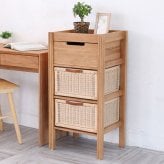 チェスト アジアン家具 収納 キャビネット シェルフ ラタン バスケット 天然素材 チーク無垢木製 籐 3段 スリム アジアン 衣類洋服収納 シャツ収納 北欧 韓国インテリア ナチュラル 新生活