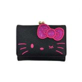 ハローキティ 口金財布 がま口 財布 レディース サンリオ キャラクター グッズ ピンク かわいい おしゃれ コンパクト ミニ財布 二つ折り財布 合皮 キラキラ リボンモチーフ プレゼント ギフト サンリオ正規ライセンス品