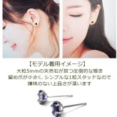 セカンドピアス つけっぱなし プラチナ 900 アイオライト 大粒 5mm プラチナ 軸太0.8mm×長さ12mm 天然石 誕生石 日本製 【品質保証書つき】 ひと粒 セカンドピアス レディース メンズ 1個ずつバラ売り プレゼント